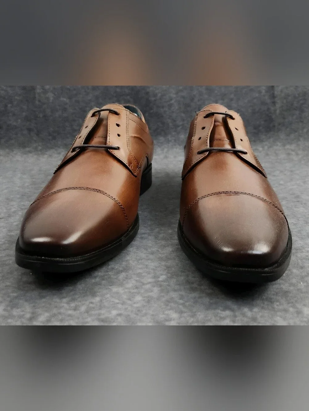Johnston And Murphy Gibbons Cap Toe Shoe Mens 11.5 Brown Full Grain Leather Lace